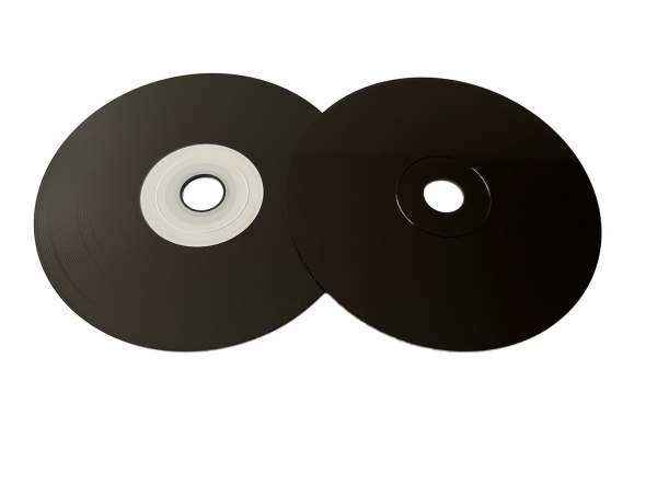 schwarze Vinyl-CD mit f&uuml;hlbarer Rillenstruktur